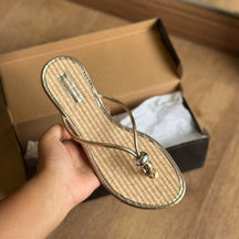 Rasteira Santa Lolla Flat Metalizada Tira Nó  0488.367A.0339