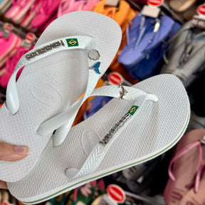 Havaianas Brasil +Placa Logo + Pin Sereia, Concha e Golfinho