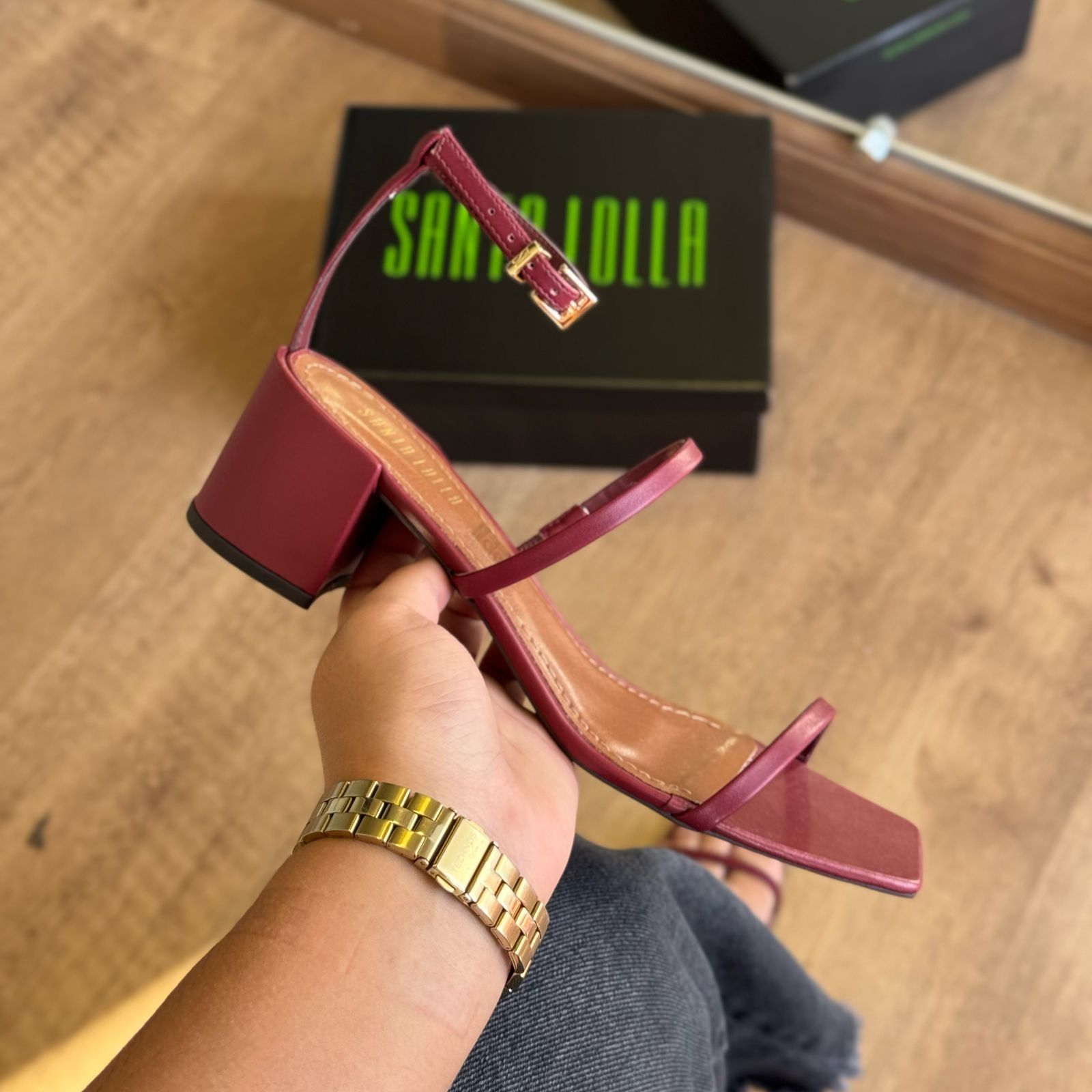 Sandália Santa Lolla Couro Confort Salto Bloco 045E.4F3C.033B