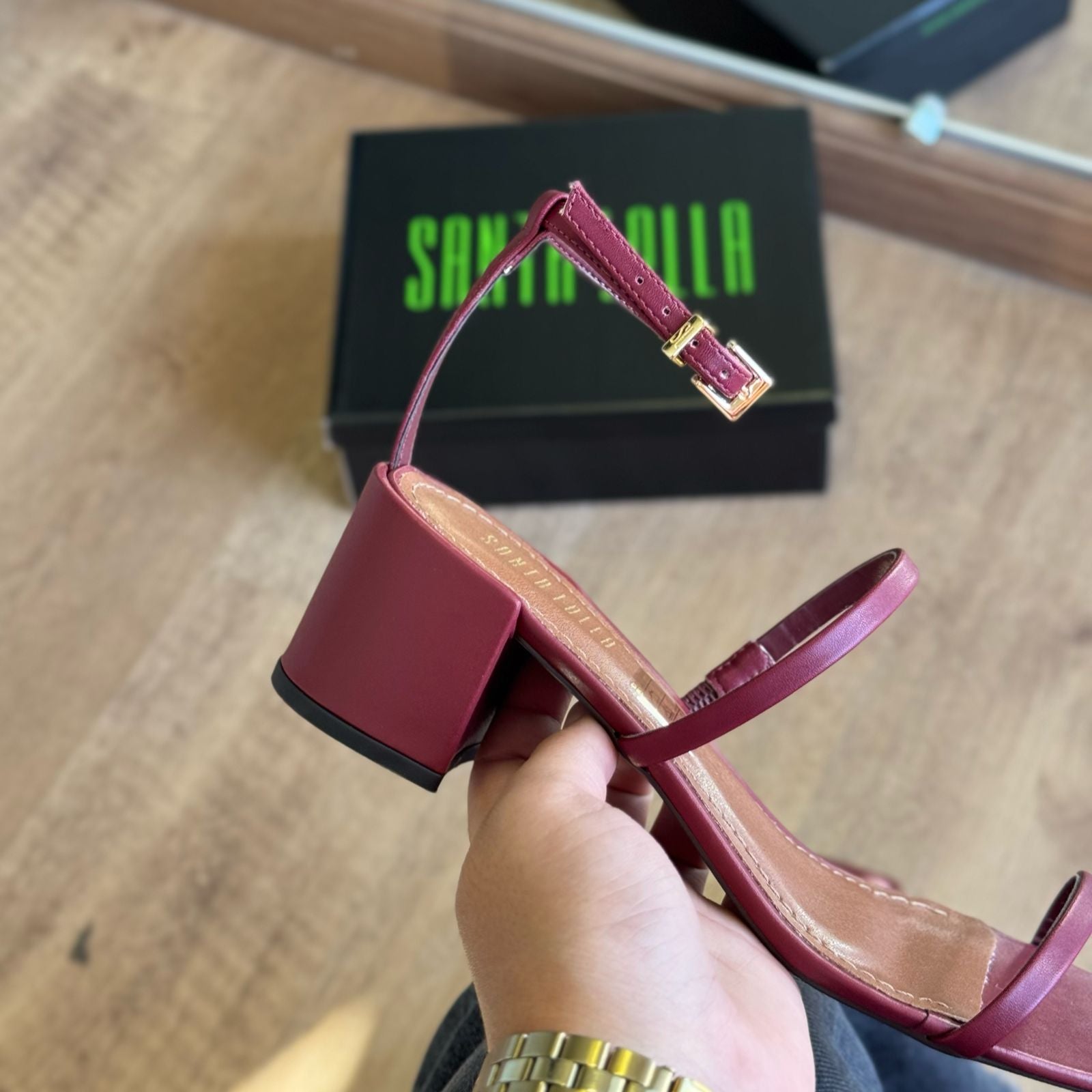 Sandália Santa Lolla Couro Confort Salto Bloco 045E.4F3C.033B