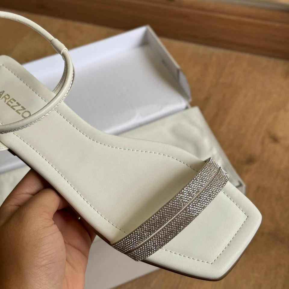 Sandália Arezzo Tiras Finas Slide Tiras Duplas Brilho A131320006