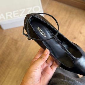 Scarpin Arezzo Couro Salto Anabela Dourado Tira A137010008