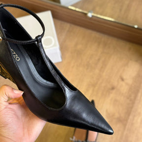 Scarpin Arezzo Couro Salto Anabela Dourado Tira A137010008