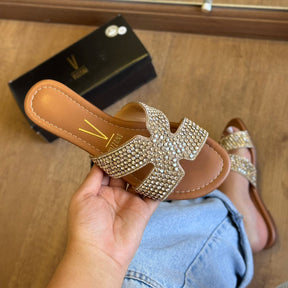 Sandália Rasteira Vizzano Cravejada 6371.1105