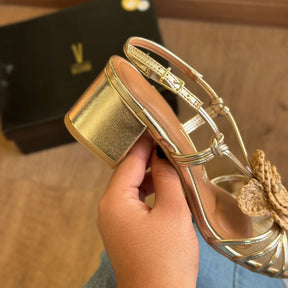 Sandália Flor Crochê em Palha Vizzano 6291.1493