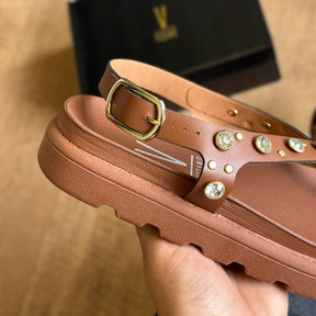Sandália Vizzano Flatform Adornos Dourados 6510.125