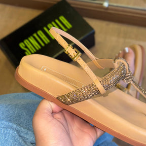 Sandália Santa Lolla Papete com Tiras em Strass 089A.578F.0300