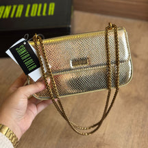 Bolsa Santa Lolla Metalizada Alça Transversal Corrente 0470.56A4.037C