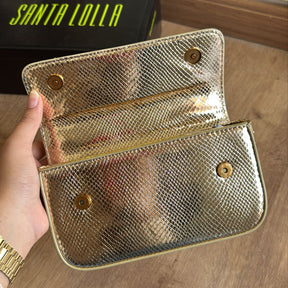 Bolsa Santa Lolla Metalizada Alça Transversal Corrente 0470.56A4.037C
