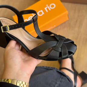 Sandália Beira Rio Salto Bloco Tiras Entrelaçadas 8436.242