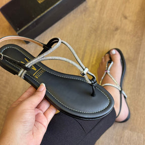 Sandália Rasteira Vizzano Tira com Strass 6371.395