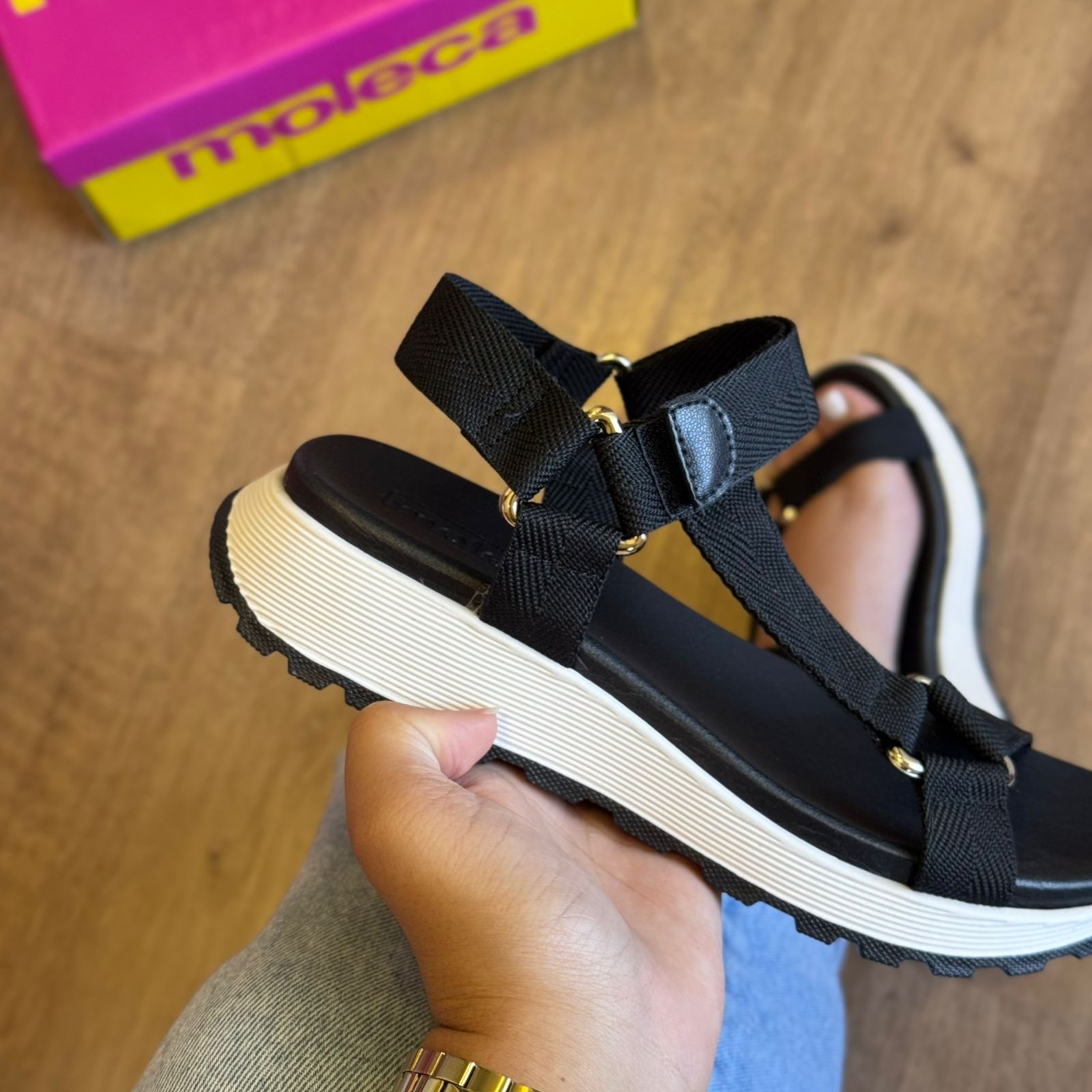 Sandália Moleca Plataforma Tiras Grossas 5537.102