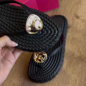 Rasteira Arezzo Detalhe Dourado Z191550006