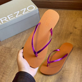 Chinelo de Dedo Arezzo Rosa Tira Metalizada Laranja Brizza A12172000100