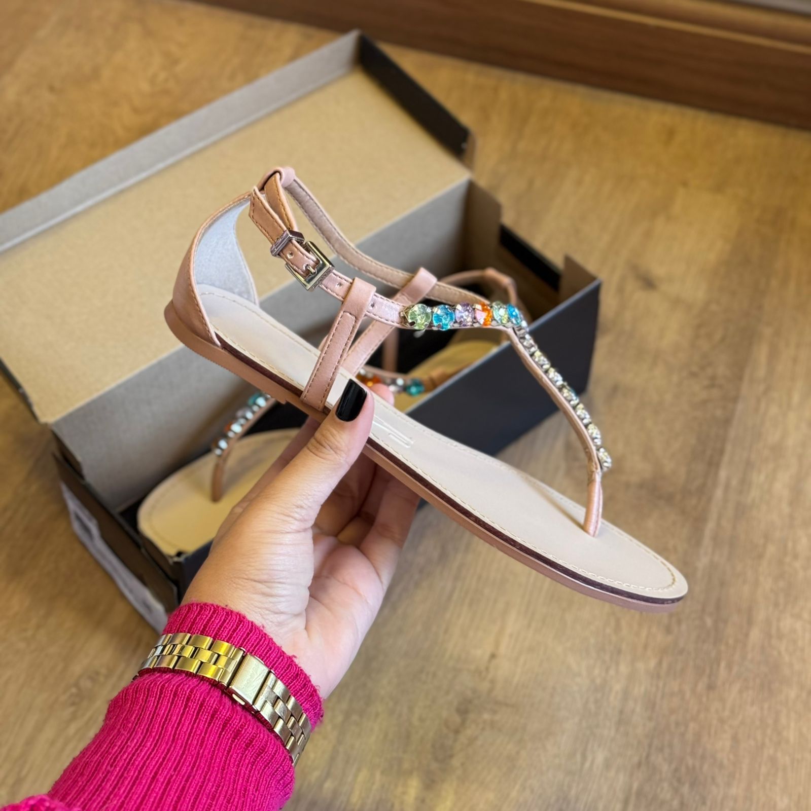 Rasteira Santa Lolla Napa Santorine Tiras Pedrarias 0550.345C.018A