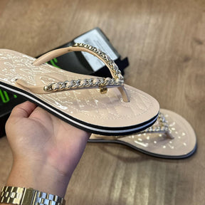 Sandália Santa Lolla Flip Flop Corrente Dourada 0106.0D67