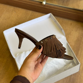 Sandália Arezzo Salto Fino Franjas A137870003